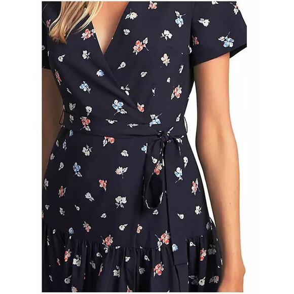 FRENCH CONNECTION NEW $128 Frida Arimose Wrap Dress Utility Blue Multi Size‎ 2 - Picture 4 of 4